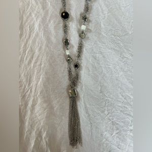 White House Black Market silver chain tassel necklace